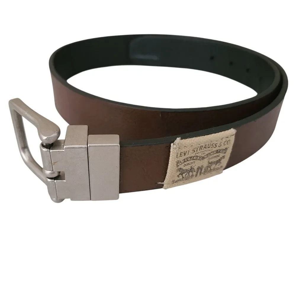 levi strauss & co youth kids brown black faux leather belt size M (26-28)
